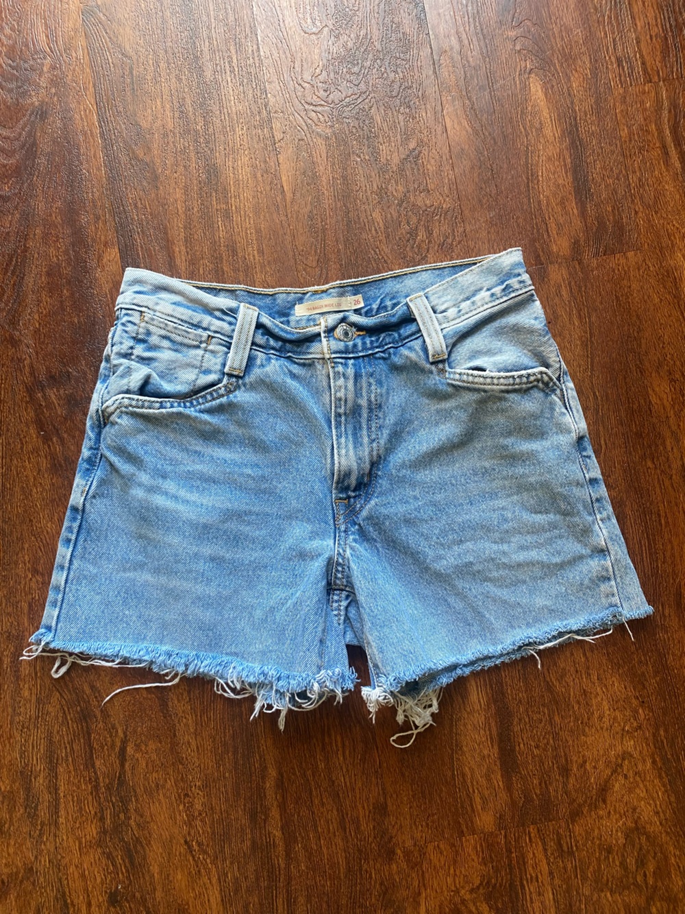 Classic Light Blue mid-length Denim Cut-Off Shorts
